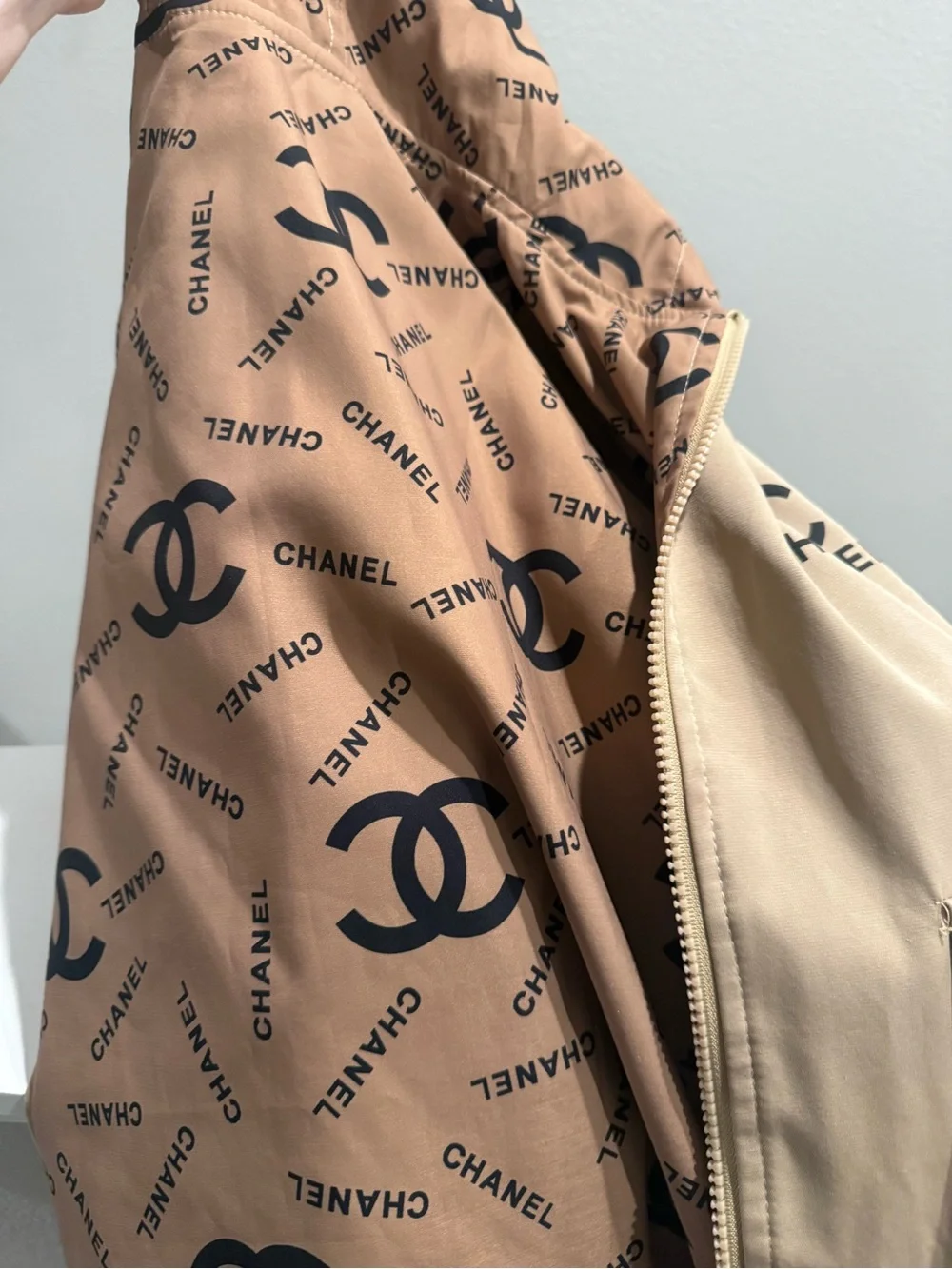 Reversible CC Tan Logo Hooded Rain Jacket - Picture 5 of 5